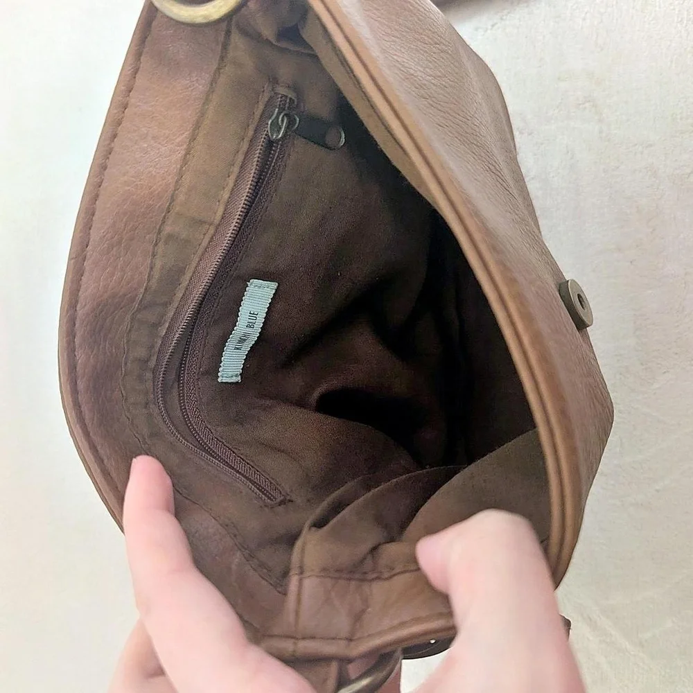 Kimchi Blue Brown Faux Leather Crossbody Saddle Bag
